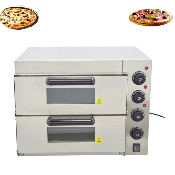 INTBUYING Electric Pizza Oven Commercial Double-decker Bread Making Machine 3kW No Plug