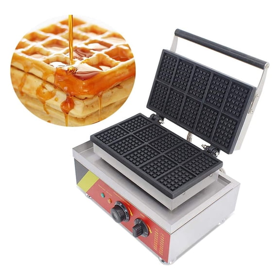 INTBUYING Electric Rectangle Waffle Maker Nonstick Belgian Baker