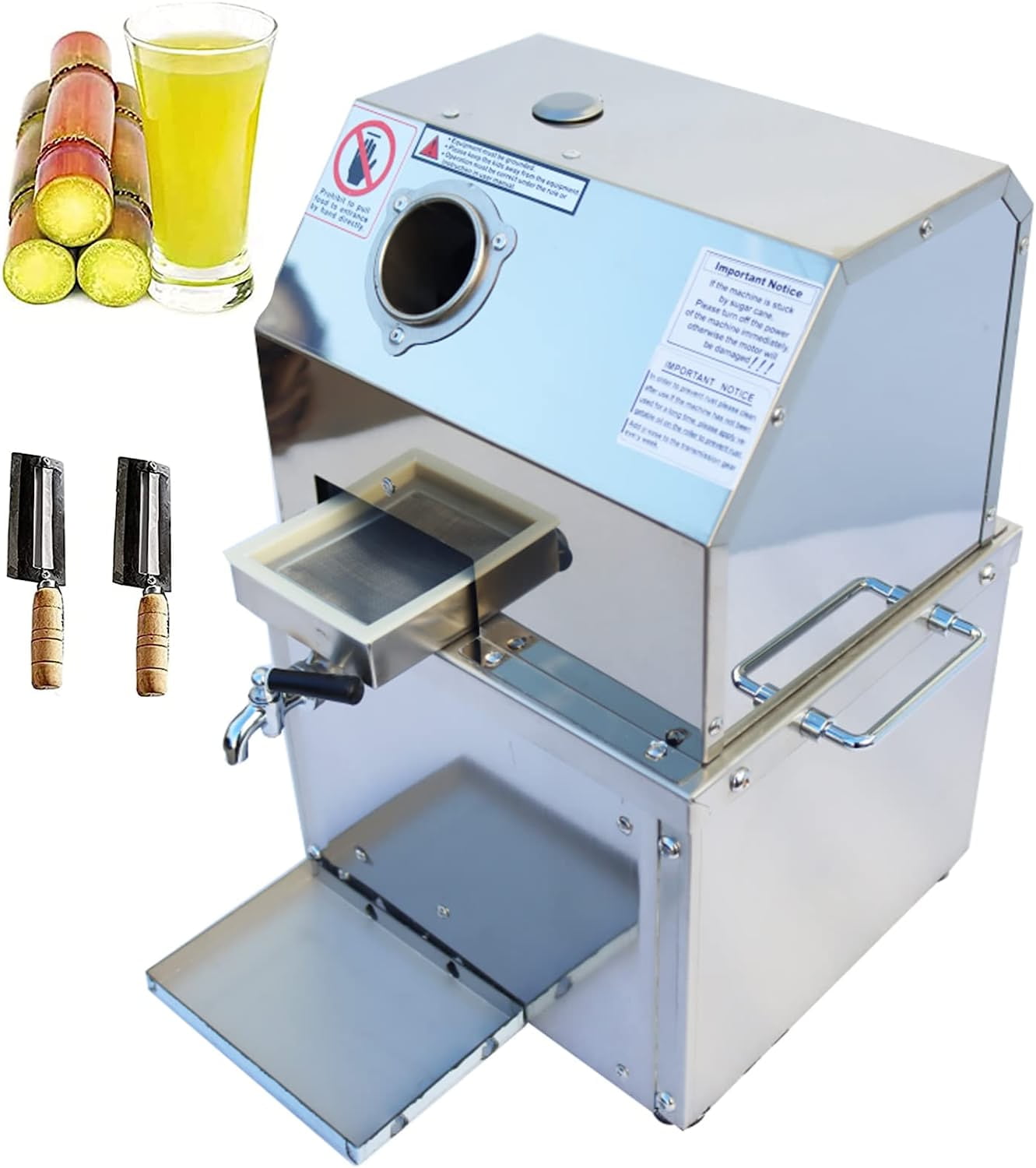 INTBUYING Electric Sugar Cane Juicer Sweet Sorghum Juice Extractor Squeezer with 2 Knives