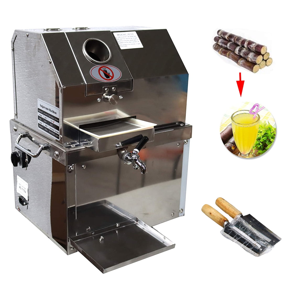 INTBUYING Electric Sugarcane Juicer Sweet Sorghum Kumquat Citrus Ginger Extractor 3 Rollers 2 Knives