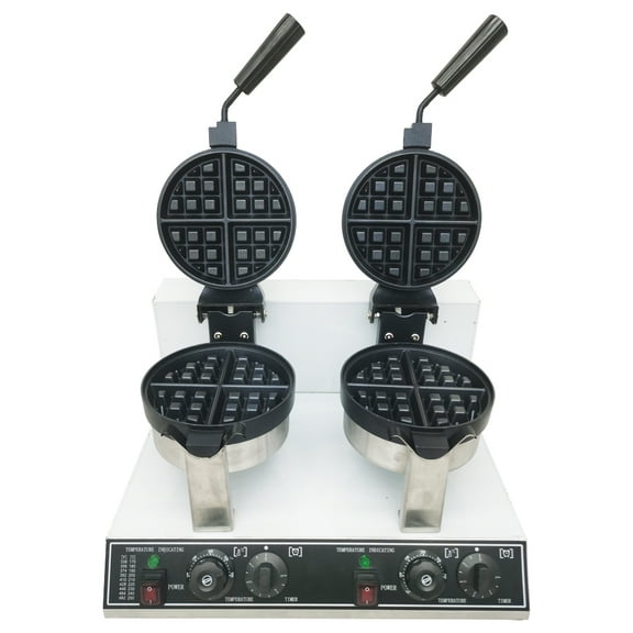 INTBUYING Electric Waffle Maker Double Station Stainless Steel Nonstick
