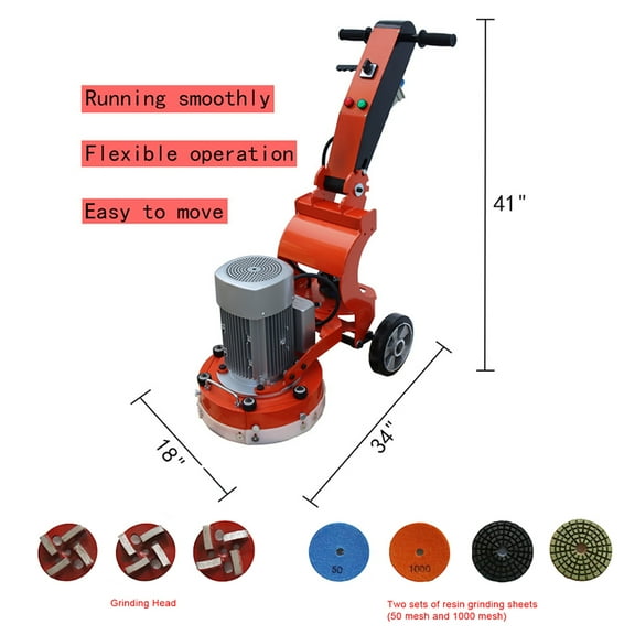 INTBUYING Floor Grinding and Trimming Machine Hand-Push Concrete Floor Grinder Ground Polishing Machine 220V