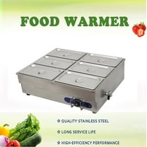 INTBUYING Food Warmer Double Row 110V 6 Pan Bain-Marie Buffet Countertop Steam Table