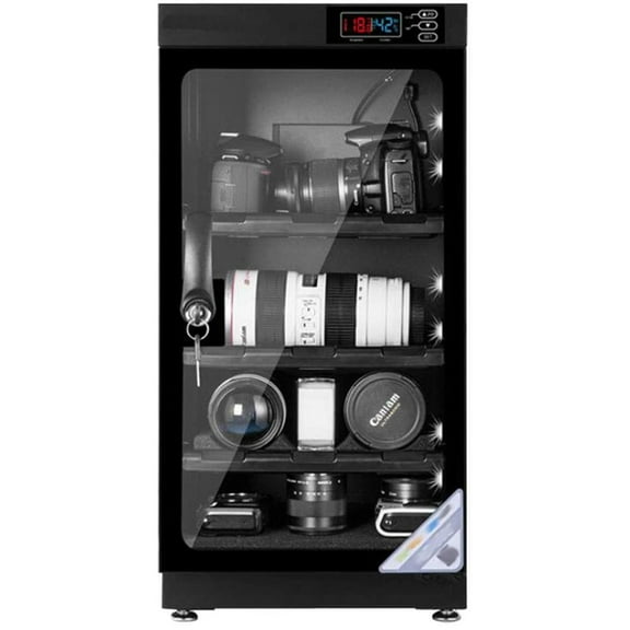 INTBUYING Fully Automatic NC Camera Lens Dehumidifying Dry Box Cabinet (50L 4 Layers Black)