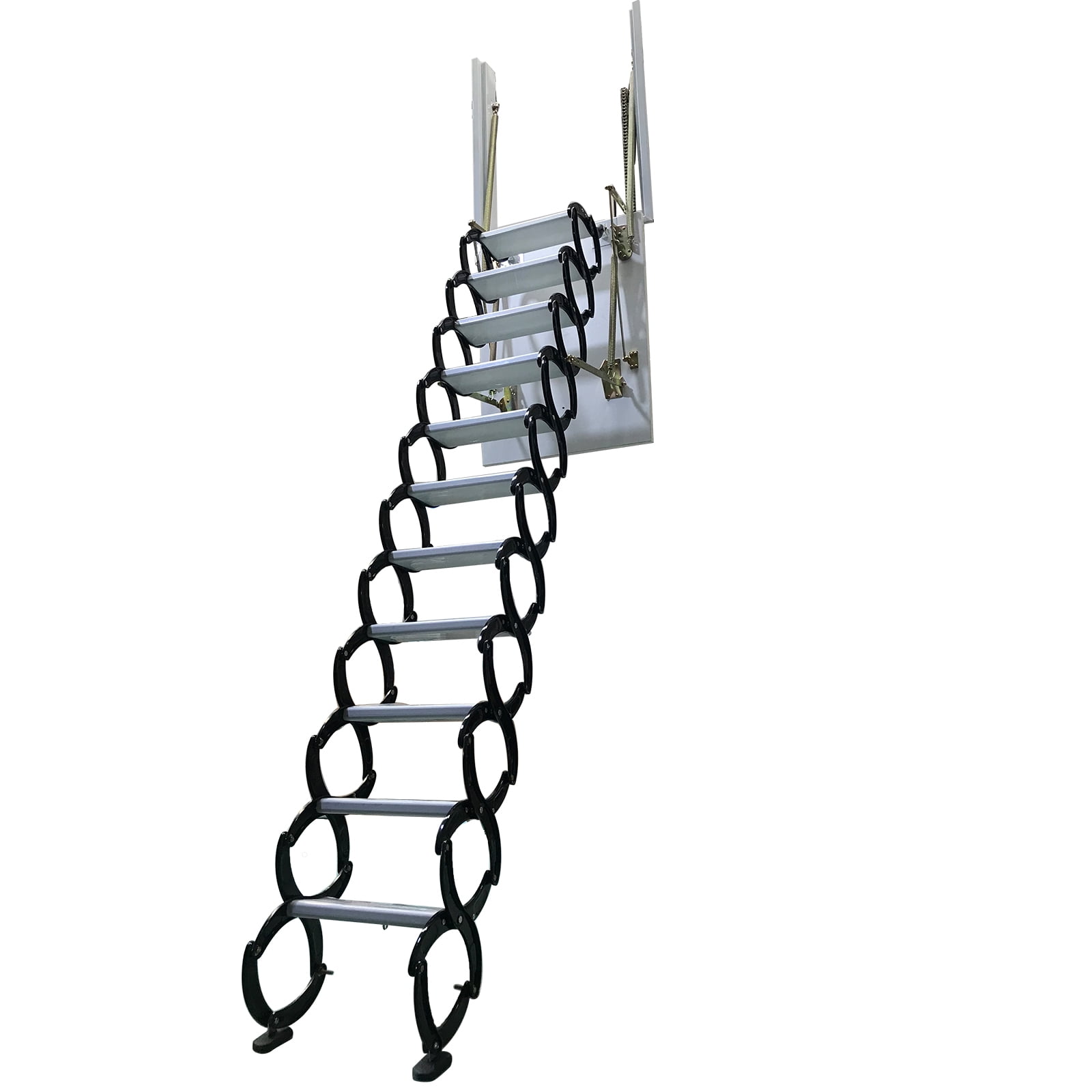 INTBUYING Hidden Loft Folding Ladder Side-Mounted Black Al-mg Alloy