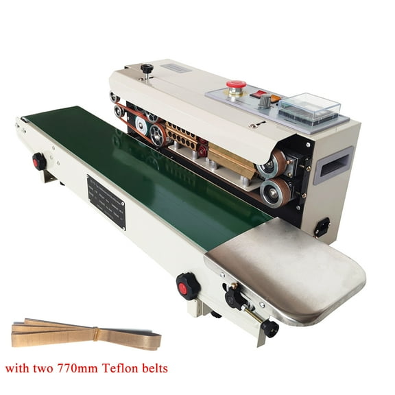 INTBUYING Horizontal Auto Sealer PVC Bag Continuous Sealing Machine Digital Display with 770mm Teflon Belts