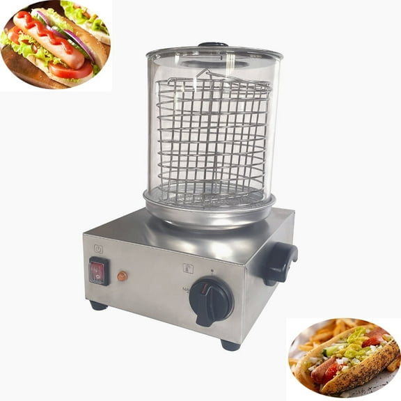 INTBUYING Hot Dog Warmer Machine Hot Dog Steamer Roller Cooker for Commercial Home Silver