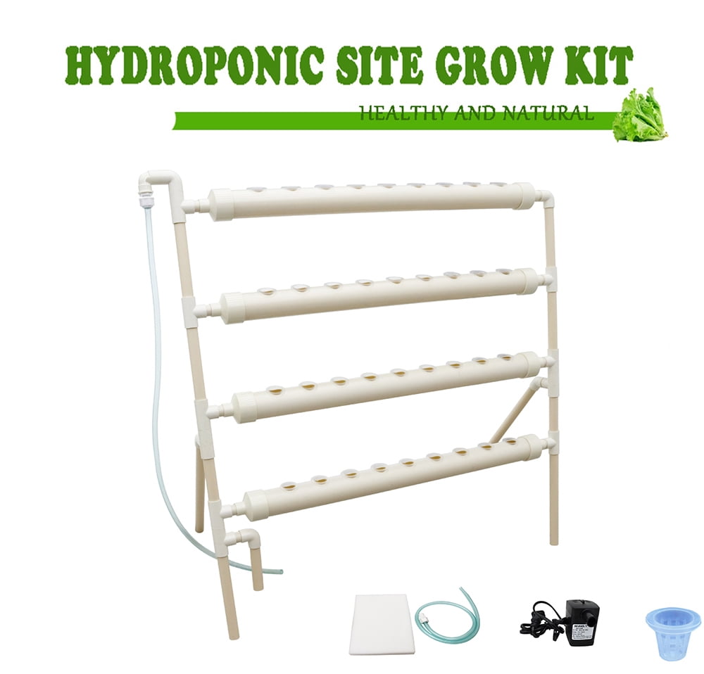 TECHTONGDA Hydroponic Grow Kit – Ladder Double Side, 6 Pipe, 54 Plant Sites – Ebb & Flow System With Water Pump (5 Gal Tank)