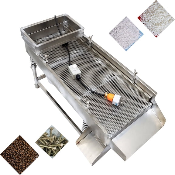 INTBUYING Linear Vibrating Screen with 5mm Screen Stainless Steel Vibrating Sieve Screen Shaker