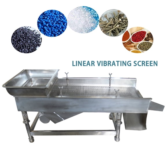 INTBUYING Linear Vibrating Screen with 6mm Screen Stainless Steel Vibrating Sieve Screen Shaker 220V