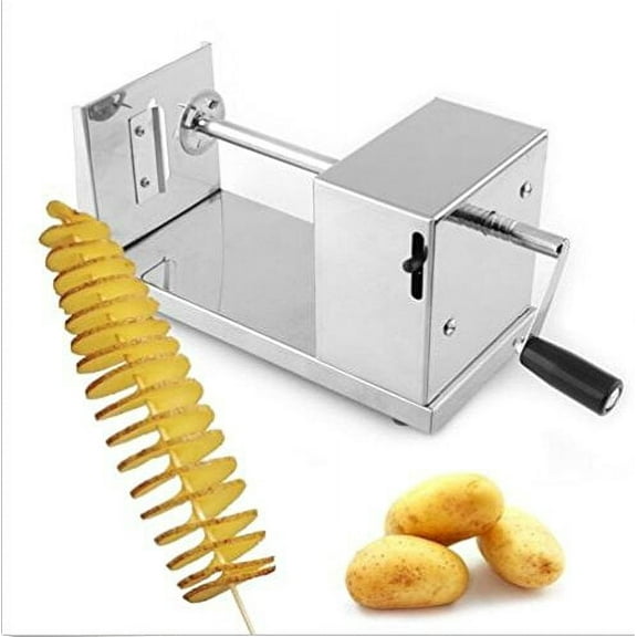 INTBUYING Manual Potato Tower Chips Slicer Stainless Steel Spiral Twister Vegetable Cutter
