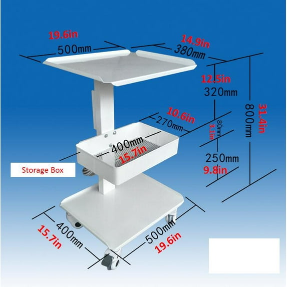 INTBUYING Mobile Cart 3 Shelf Carbon Steel Shelf Trolley Removable Storage Rack
