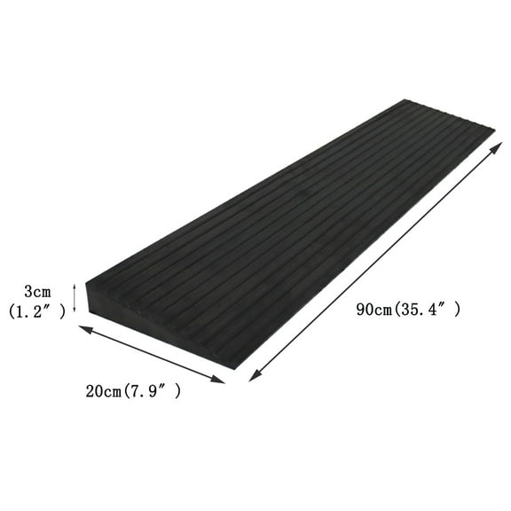 INTBUYING Non-Slip Rubber Threshold Ramp for Doorways Driveways 7.9" x 35.4" x 1.2"