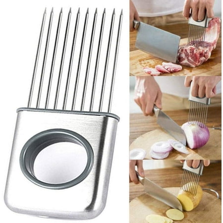 INTBUYING Onion Holder Slicer Vegetable tools Tomato Cutter Stainless Steel Kitchen Gadget