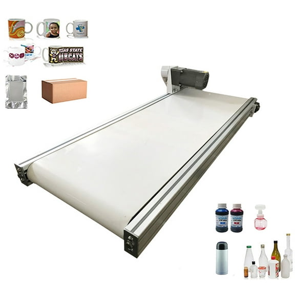 INTBUYING PVC Belt Conveyor Machine 47.2inch Electric Ramp Industrial TransportConveyor Machine Flat Oblique Type Conveyor White