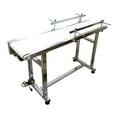 thumbnail image 1 of INTBUYING Packaging Machine Long Black PVC Flat Belt Conveyor 53" Length 7.8" Width Transport Conveyor with Double Guardrail, 1 of 10