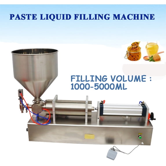 INTBUYING Paste Liquid Filling Machine Single Nozzle 1000-5000ml Horizontal Pneumatic Filling Machine for Cream Shampoo Toothpaste