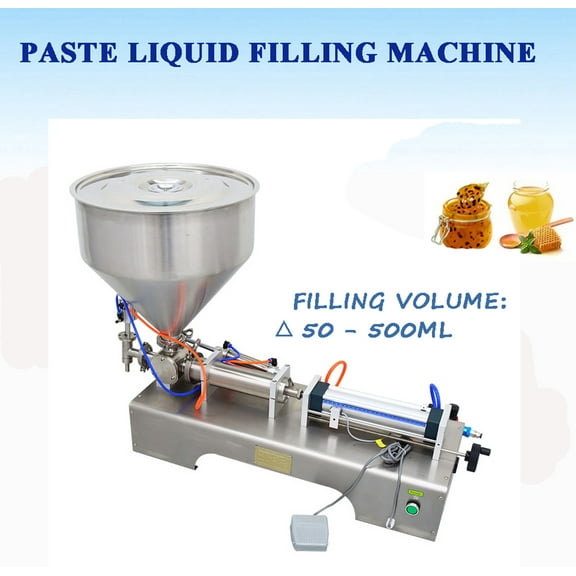 INTBUYING Paste Liquid Filling Machine Single Nozzle 50-500ml Horizontal Pneumatic Filling Machine for Cream Shampoo Toothpaste