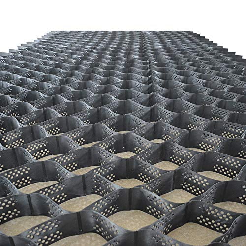 INTBUYING Permeable Pavers Geocell Ground Grid 4'' HDPE Driveway Pavers Geo Grid Ground Gravel Grid Flexible Ground Stabilization Grid Geocell for Landscaping Parking Lots/Walkway