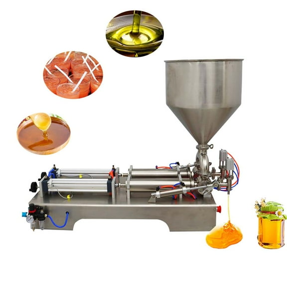INTBUYING Pneumatic 100-1000ml Paste Liquid Filling Machine Two Nozzles Stainless Steel