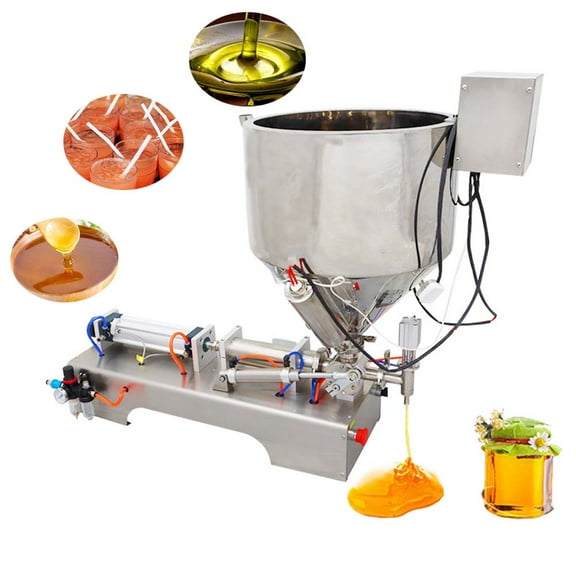INTBUYING Pneumatic 50-500ml Paste Liquid Filling Machine with Heating Hopper Single Head Stainless Steel