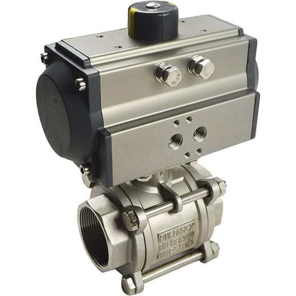 INTBUYING Pneumatic Actuated Ball Valve 2inch Double Acting Pneumatic Actuator 3-piece Full Port Ball Valve with Pneumatic