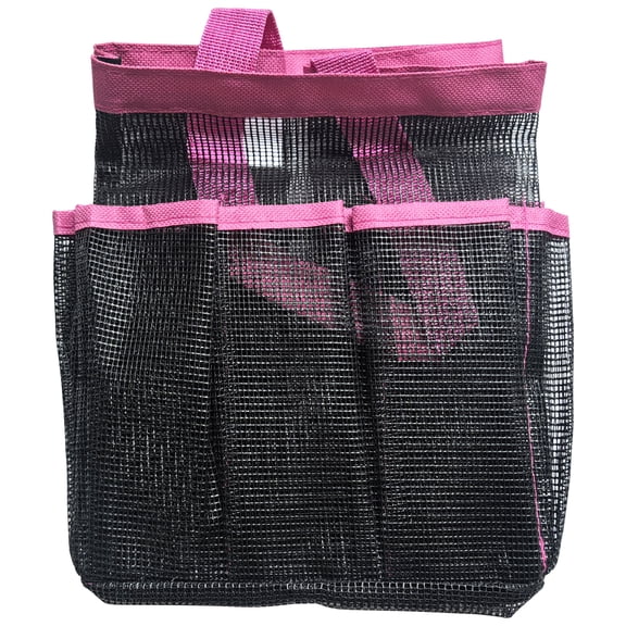 INTBUYING Portable Mesh Shower Bathroom Basket Bag Quick Dry Caddy Tote Red 9 Pockets