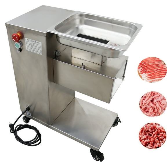 INTBUYING QE Commercial Meat Cutter Slicer Grinder with 12MM Blade 500Kg/H Stainless Steel