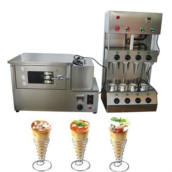 INTBUYING Pizza Cone Maker 22.04" 1100W Electric Multi-Purpose Rotational Oven Silver Adjustable Temperature & Removable Trays