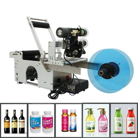 INTBUYING Round Bottle Coding and Labeling Machine with Color Ribbon Printer