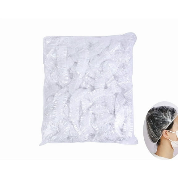 INTBUYING Safety 100pcs Disposable Shower Cap Bathing Cap Salon Hotel Travel Plastic Hair Cover