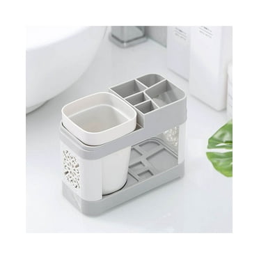 INTBUYING Single Cup Toothbrush Toothpaste Stand Holder Bathroom Storage Organizer Plastic