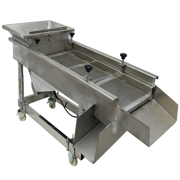 INTBUYING Stainless Steel Vibrating Screen Medium Linear Sieve Sifter with 6mm Screen 220V