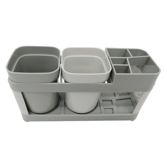 INTBUYING Toothbrush and Toothpaste Stand Holder with 2 Cups for Bathroom Vanity Countertops