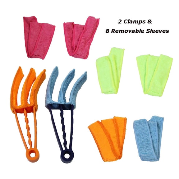 INTBUYING Window Blind Cleaner Duster Brush Air Conditioning Cleaner Shutter Home Tool 2Clamp 8 sleeves