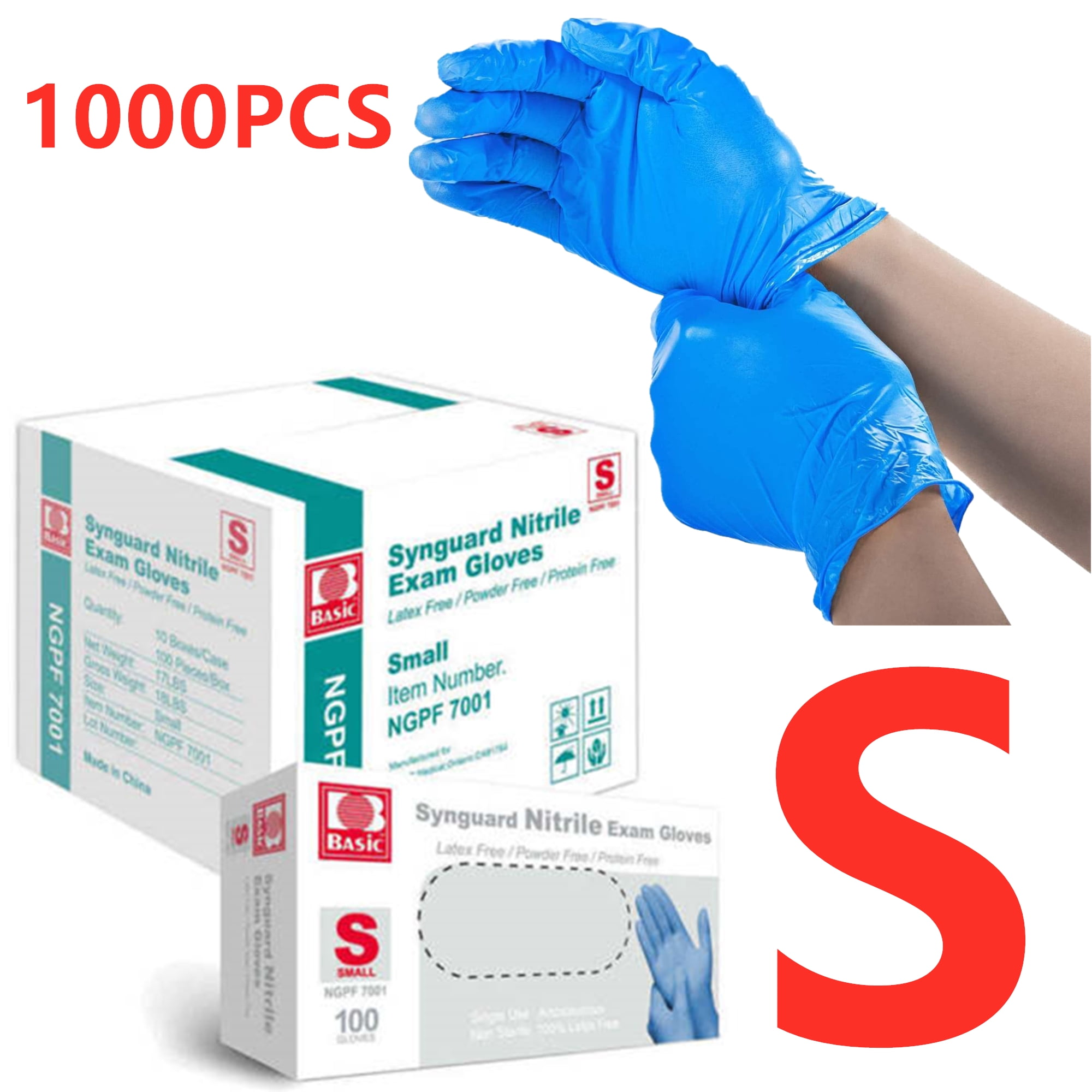 INTCO 1000pc S Size Medical Disposable Synguard Nitrile Exam Gloves