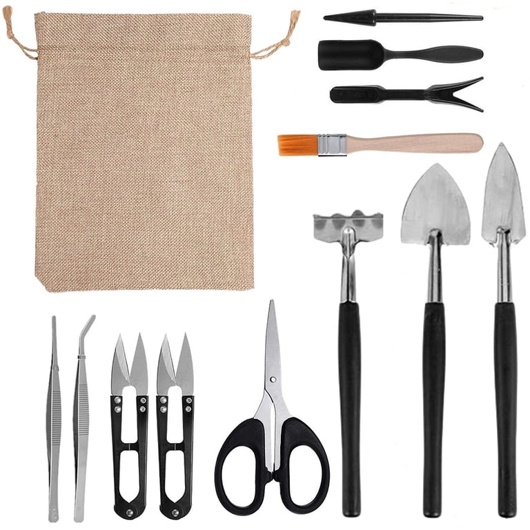 INTELIVE 13pcs Bonsai Tools Set, Miniature Garden Succulent Tool Kit with  Storage Bag for Garden Bonsai Plant