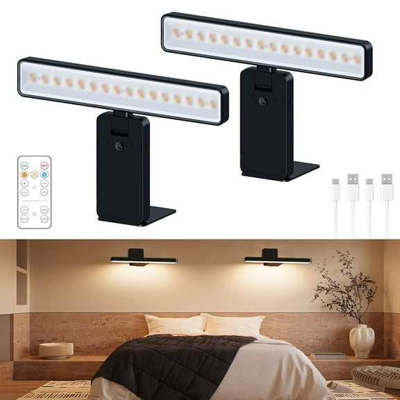 INTELIVE 2 Pack Wireless Rechargeable Picture Light with Remote, Painting Light Touch Control with 3 Lighting Colors, Rotatable Art Lighting for Paintings, Picture Light for Picture Gallery Dart