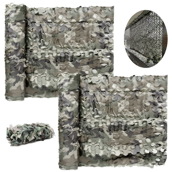 INTELIVE 2pcs 9.84*5ft 210D Camouflage Net, Lightweight Camouflage Net Cover for Sunshade Hide