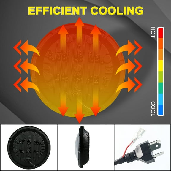 INTELIVE 2pcs 7" 140W Round LED Headlights Hi-Lo Beam Spotlights Fits for off-Road 4x4 Jeep Truck