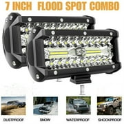 INTELIVE 7 120W LED Spot Flood Combo Beam Light Bar fits Jeep & Truck 2 Pieces