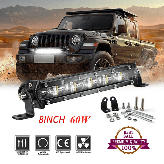 INTELIVE 8inch 12000LM LED Light Bar Spot Flood Bright Work Fog Waterproof Light off-road Truck ATV SUV