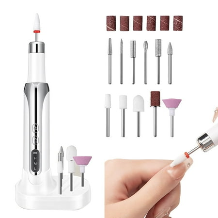INTELIVE Electric Nail Drill Machine with 3 Modes, 3-Speed Forward & Reverse Rechargeable Nail File Set, Portable Electric Nail Drill Kit
