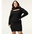 thumbnail image 1 of INTEMPO Plus Size Mockneck Cutout Sweater Dress Black 3X, 1 of 3