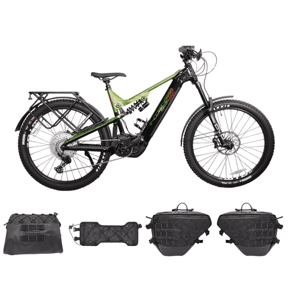 INTENSE RECON MX Adventure Adult L/XL Electric Mountain Bike with Shimano Steps E7000 Motor, 11-Speed Gears, 27.5" Wheels, DVO Suspension, 504 Wh Integrated Battery, Custom Rack and Bag Set Included