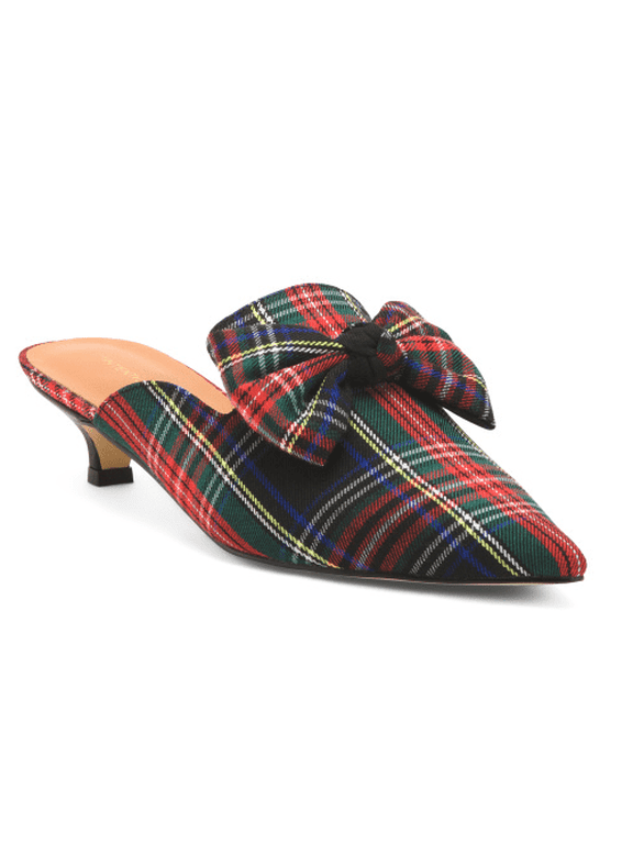 INTENTIONALLY BLANK Plaid Carnaby Kitten Heel Mules