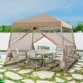 thumbnail image 1 of INTER HUT 10x10 Pop up Canopy Tent with Mesh Netting, Slant Leg Instant Screened House Gazebo, Beige, 1 of 7