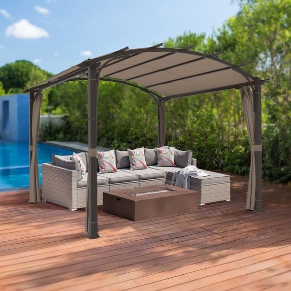 INTER HUT 11 x 11 Outdoor Steel Pergola with Canopy for Garden, Patio, Backyard