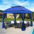 thumbnail image 1 of INTER HUT 11x11 Outdoor Pop up Gazebo Tent with Mesh Walls for Patio, Lawn, Backyard and Deck, Blue, 1 of 8