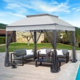 thumbnail image 1 of INTER HUT 11x11 Outdoor Pop up Gazebo Tent with Mesh Walls for Patio, Lawn, Backyard and Deck, Gray, 1 of 9
